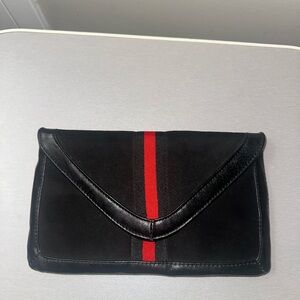 Black Clutch with Red Stripe